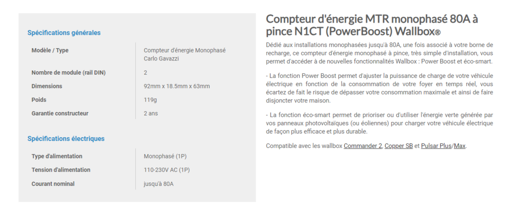 Image du produit POWER BOOST METER, 1 PHASE 80A AVEC TORE