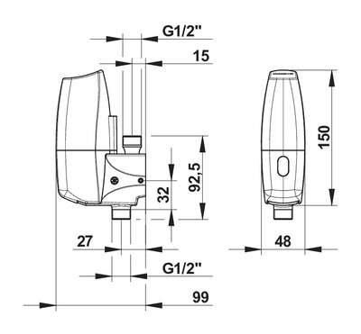 Image du produit Robinet d'urinoir électronique Sensao 8400 N en applique, alimentation en ligne