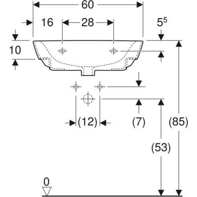 Image du produit Lavabo Geberit Renova pour équerres de montage, 60x48cm, Blc