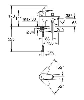 Image du produit MITIGEUR BAIN/DOUCHE BAUEDGE MONOTROU C2