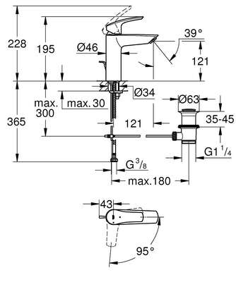 Image du produit MITIGEUR LAVABO TAILLE M EUROSMART CH3