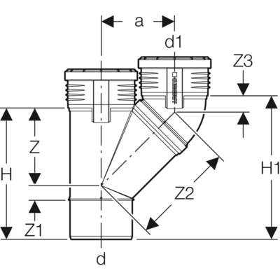 Image du produit Embranchement parallèle 45° Geberit Silent-PP: d=110mm, d1=1