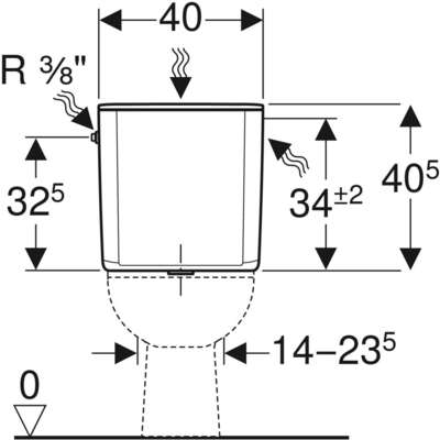 Image du produit Réservoir Geberit AP128 double touche ali lat: Blanc alpin