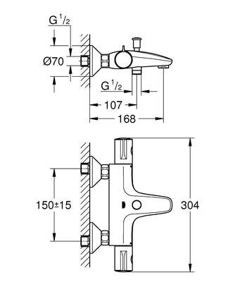 Image du produit MITIGEUR BAIN/DOUCHE GROTHERM 800 THERMOSTATIQUE