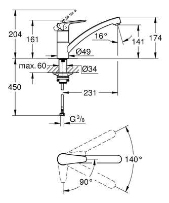 Image du produit Mitigeur monocommande Evier BauEdge Chromé