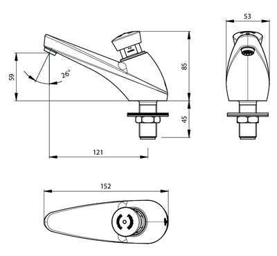 Image du produit P605 Robinet simple lavabo sur plage temporisé 15s, chaud G1/2