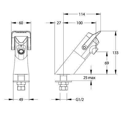 Image du produit NEO DUO Robinet de lavabo temporisé sur plage manette grise S 3l/min