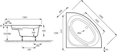 Image du produit BAIGNOIRE ANGLE DOMO 135x135