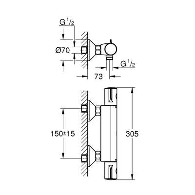 Image du produit MITIGEUR DOUCHE GROTHERM 800 THERMOSTATIQUE