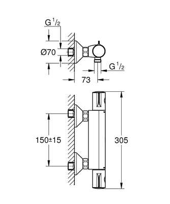 Image du produit MITIGEUR DOUCHE GROTHERM 800 THERMOSTATIQUE