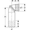 Image du produit Coude de raccordement articulé 90° Geberit: d=100mm, d1=90mm, D=11.1cm, H=30cm